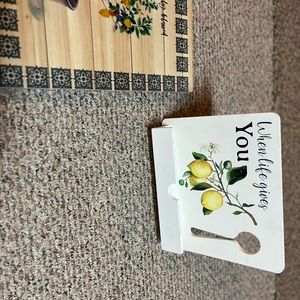 Bundle for kitchen: a wood picture & a cookbook stand. Stand is NWT pic NWOT